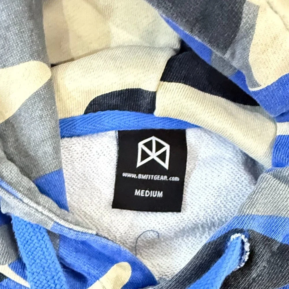 BM‎ FIT GEAR Camo Gorilla Graphic Hoodie Blue Gray Mens M
